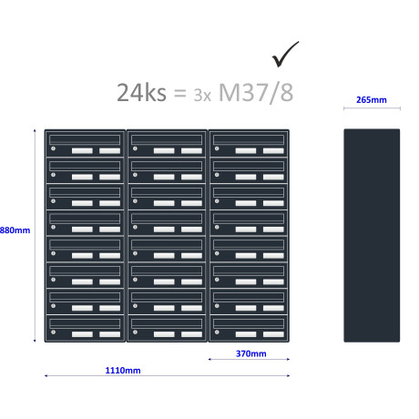 M37 / 8 RAL7016 modulová schránka