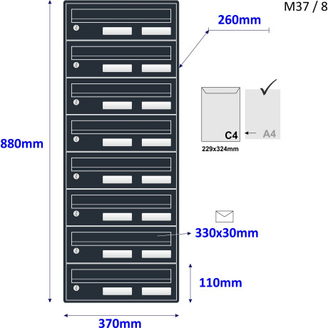 M37 / 8 RAL7016 modulová schránka