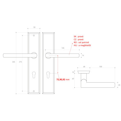 METRO klika na vchodové dveře nerez