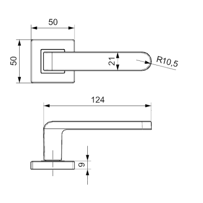 K02 BB klika na dveře černá
