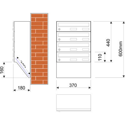 M37U/4 schránka úkosová RAL7016 M37U/4 schránka úkosová RAL7016