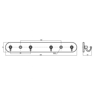 METODĚJ věšák 4 háček NEREZ - CHROM