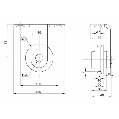 Posuvné kování RETRO 6 černé Posuvné kování RETRO 6 černé