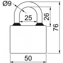 Oval 52mm SU visací zámek