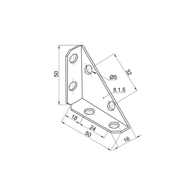 Rohovník bednový 50x50x16 černý Rohovník bednový 50x50x16 černý