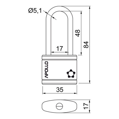 RV.APOLLO.35.PL.CRN visací zámek RV.APOLLO.35.PL.CRN visací zámek
