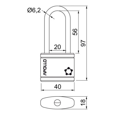RV.APOLLO.40.PL.CRN visací zámek RV.APOLLO.40.PL.CRN visací zámek