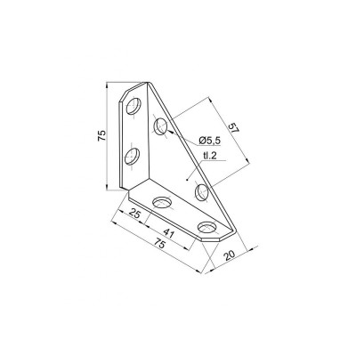 Rohovník bednový 75x75x20 černý Rohovník bednový 75x75x20 černý