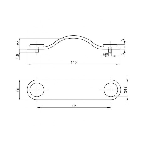 Úchytka kůže 138x25x10mm Černá/ni-sat