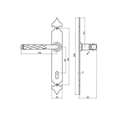 ROMANCE klika na bránu černá 90mm klíč