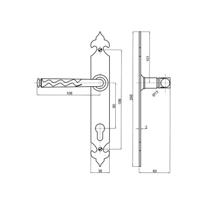 ROMANCE klika na bránu černá 90mm vložka
