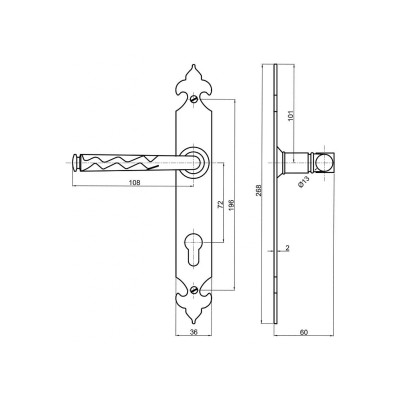 ROMANCE klika na bránu černá 72mm vložka