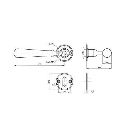 HERMÍNA R klika rozetová na klíč