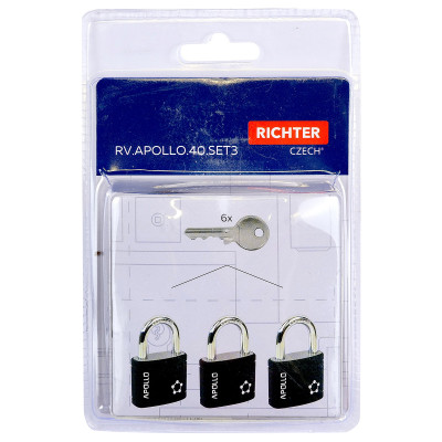 RV.APOLLO.40.SET3.CRN sada visacích zámků