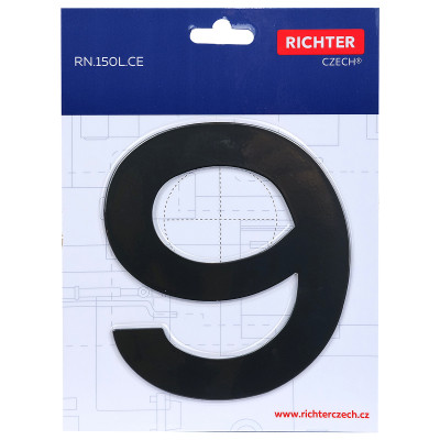 RN.150L.9.CE číslo "9" 150mm černé matné RN.150L.9.CE číslo "9" 150mm černé matné