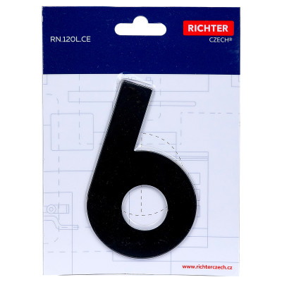 RN.120L.6.CE číslo "6" 120mm černé matné RN.120L.6.CE číslo "6" 120mm černé matné