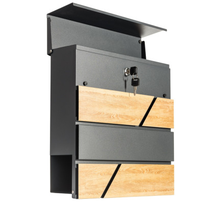 D3638 poštovní schránka antracit + imit.dřeva