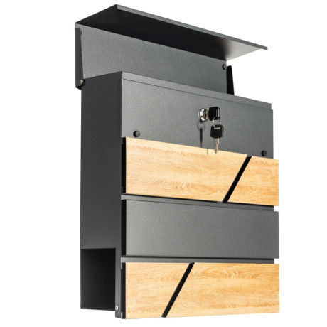 D3638 poštovní schránka antracit + imit.dřeva