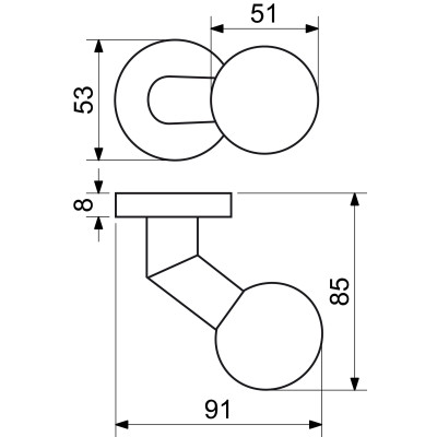 RK.KNOB.02.FIX.N vyhnutá koule na dveře RK.KNOB.02.FIX.N vyhnutá koule na dveře