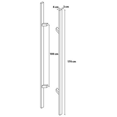 Madlo 170/100 hranaté šikmé oboustranné Madlo 170/100 hranaté šikmé oboustranné
