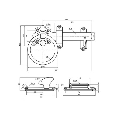 Branková závora s kroužkem oboustranná 150mm