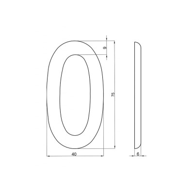 číslo 75mm bronz "0"