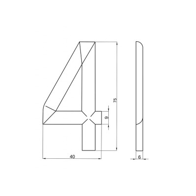 číslo 75mm bronz "4"