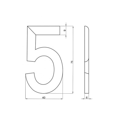 číslo 75mm bronz "5"