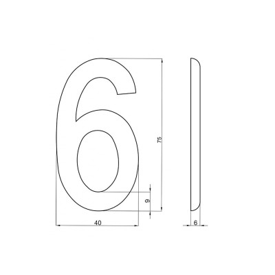 číslo 75mm bronz "6" číslo 75mm bronz "6"