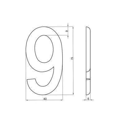 číslo 75mm bronz "9"