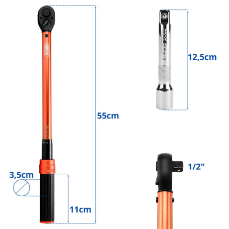 Momentový klíč na kola 1/2" 40-220 Nm D1738