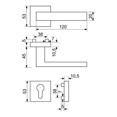 RK.TP-FORM.PZ.CE klika na dveře RK.TP-FORM.PZ.CE klika na dveře