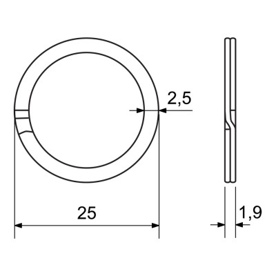 Kroužek na klíče 25mm / sada 50ks / RX.25.FL.ANT.50KS