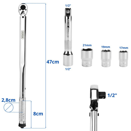 Momentový klíč na kola 1/2" 28–210 Nm SN1737