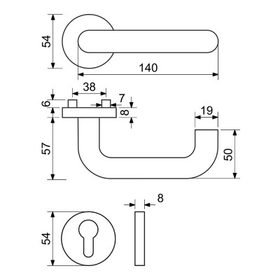 RK.U-FORM.PZ.CE klika na dveře