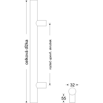Dveřní madlo 150/100 kulaté oboustranné Dveřní madlo 150/100 kulaté oboustranné
