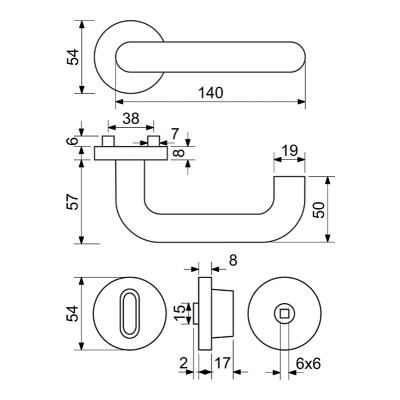 RK.U-FORM.WC.CE klika na dveře