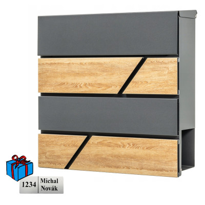 NIKA poštovní schránka antracit + imit.dřeva