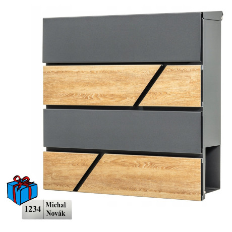 D3638 poštovní schránka antracit + imit.dřeva