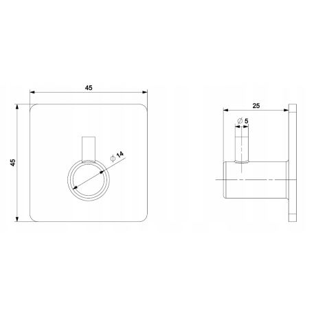 WS2 samolepící háček čtvercový 45mm