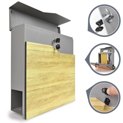 S3637 poštovní schránka stříbrná + imit.dřeva