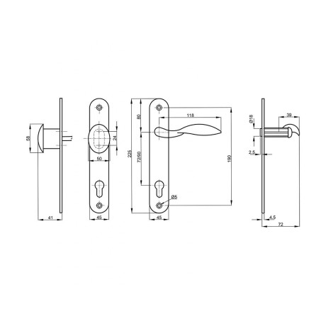 K914 rustiko klika KOULE Levá 72mm vložka