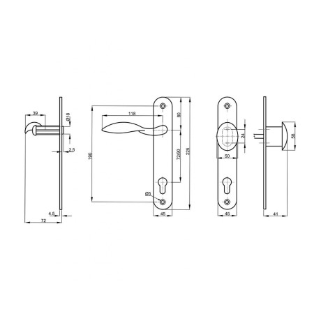 K914 rustiko klika KOULE Pravá 72mm vložka