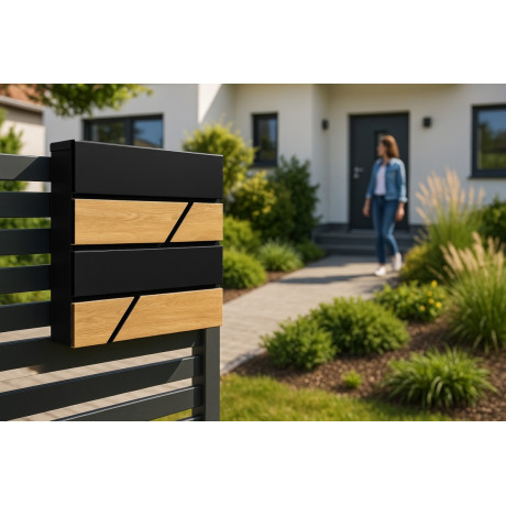 D3638 poštovní schránka černá + imit. dřeva