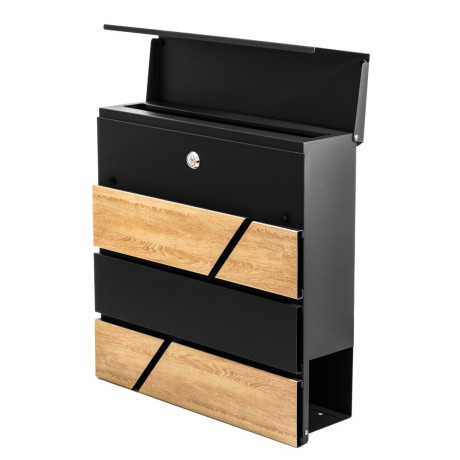 D3638 poštovní schránka černá + imit. dřeva