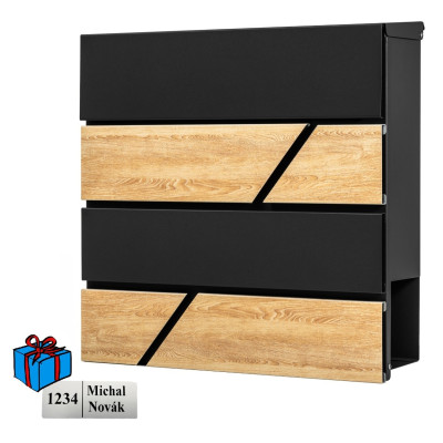 D3638 poštovní schránka černá + imit. dřeva