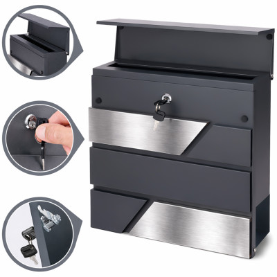 D3711 poštovní schránka antracit + nerez