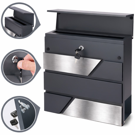 D3711 poštovní schránka antracit + nerez