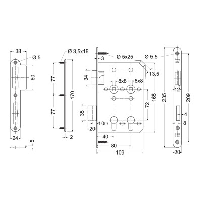 EN.304.2PZ.72.40+80.P zátěžový zámek na vložku
