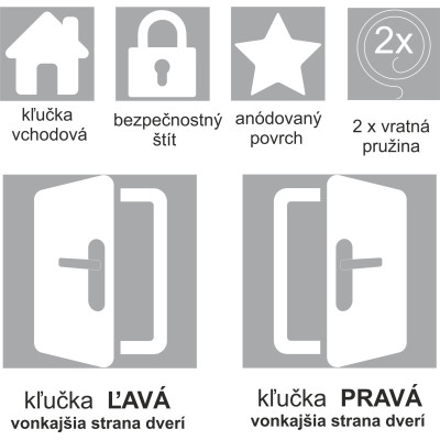 TOTAL vchodová klika-klika INOX levá